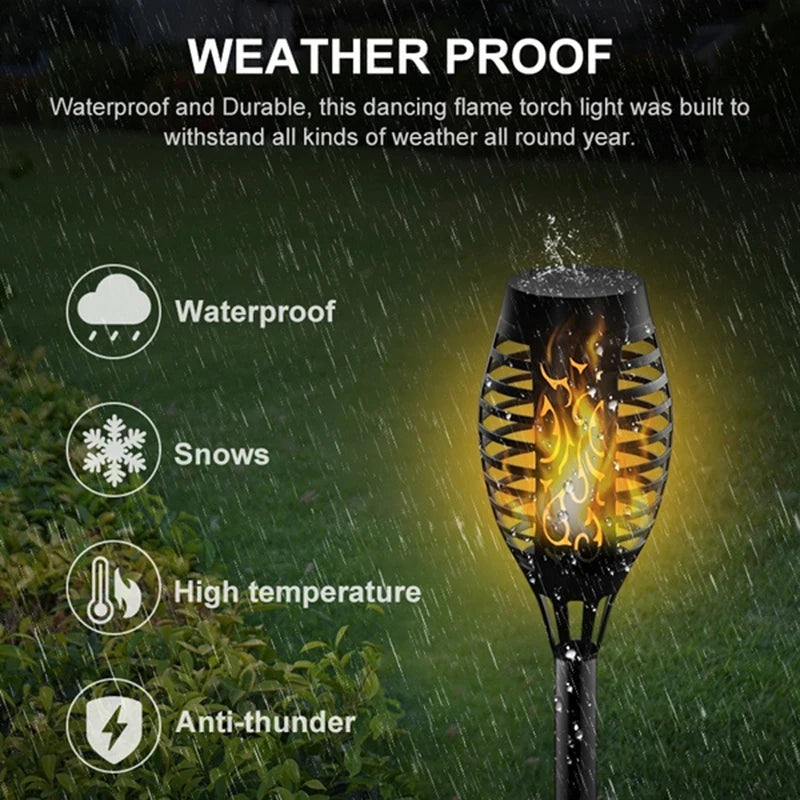 12 LED Solar Flame Torch Light