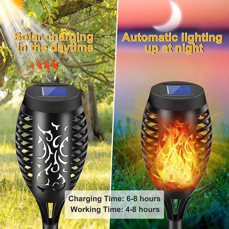 12 LED Solar Flame Torch Light