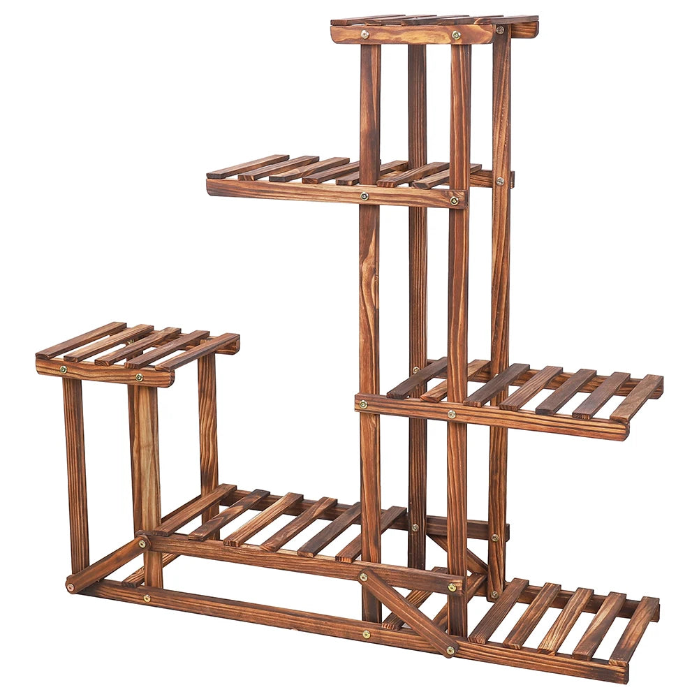 6 Tiered Wood Plant Flower Stand