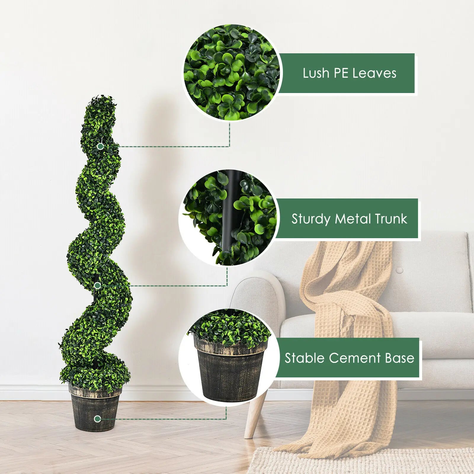 2 Pack  Artificial Spiral Boxwood Topiary Tree - My Store