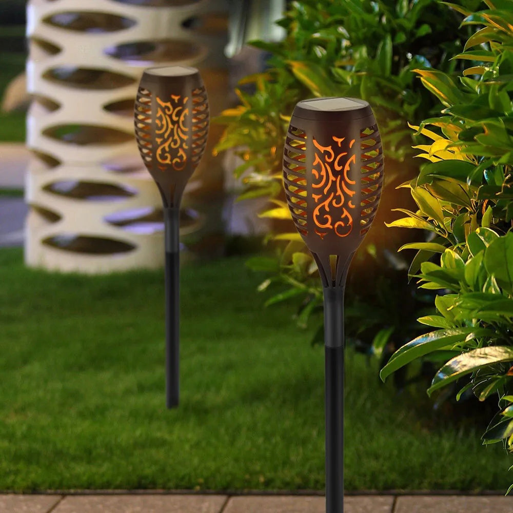 12 LED Solar Flame Torch Light