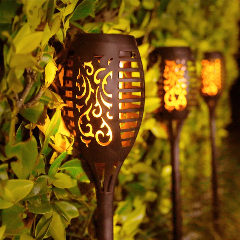 12 LED Solar Flame Torch Light