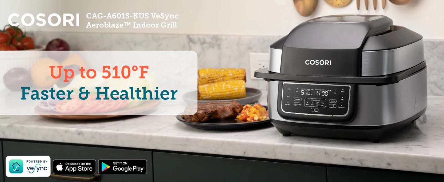 Electric Smokeless Indoor Grill/Airfryer Combo