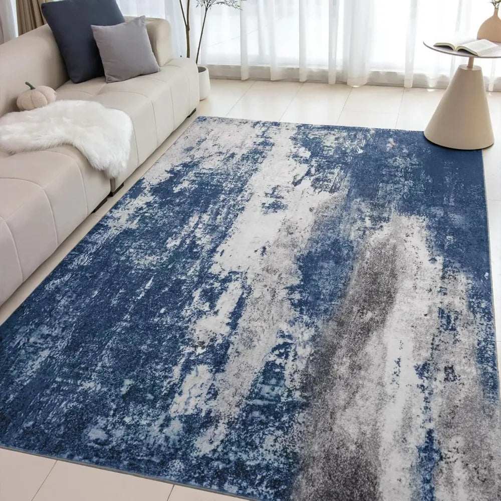 Blue Area Washable Rug  5x8