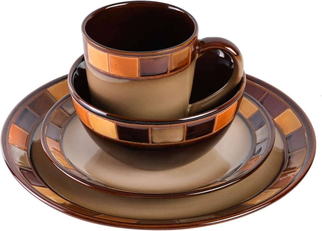 16 Piece Reactive Glaze Dinnerware Set