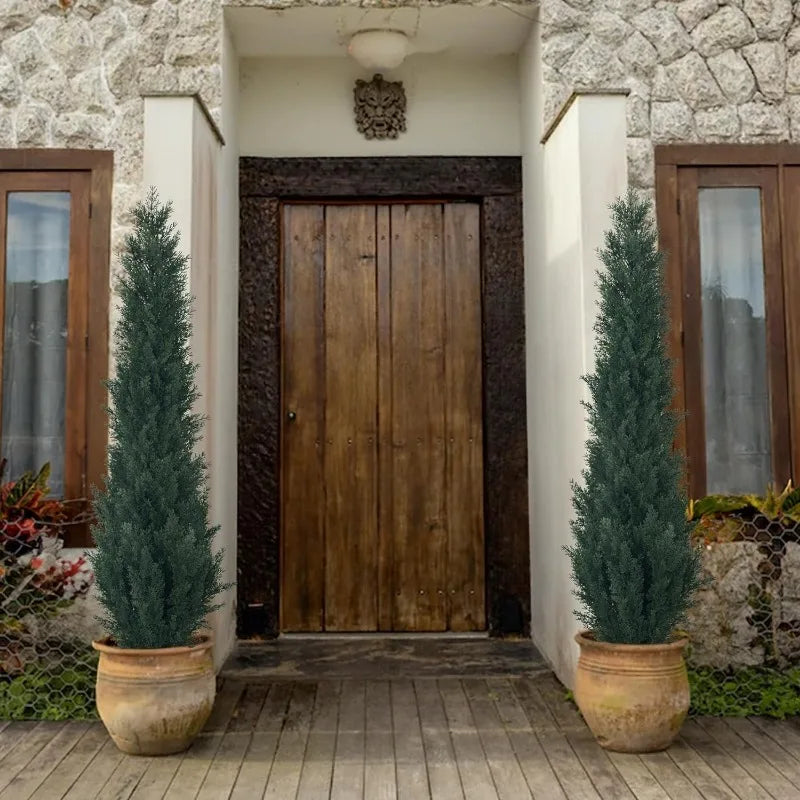 2 Packs 5ft Artificial Cedar Topiary Trees