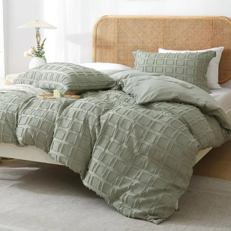 WaffleTufted Duvet Cover Washed Microfiber