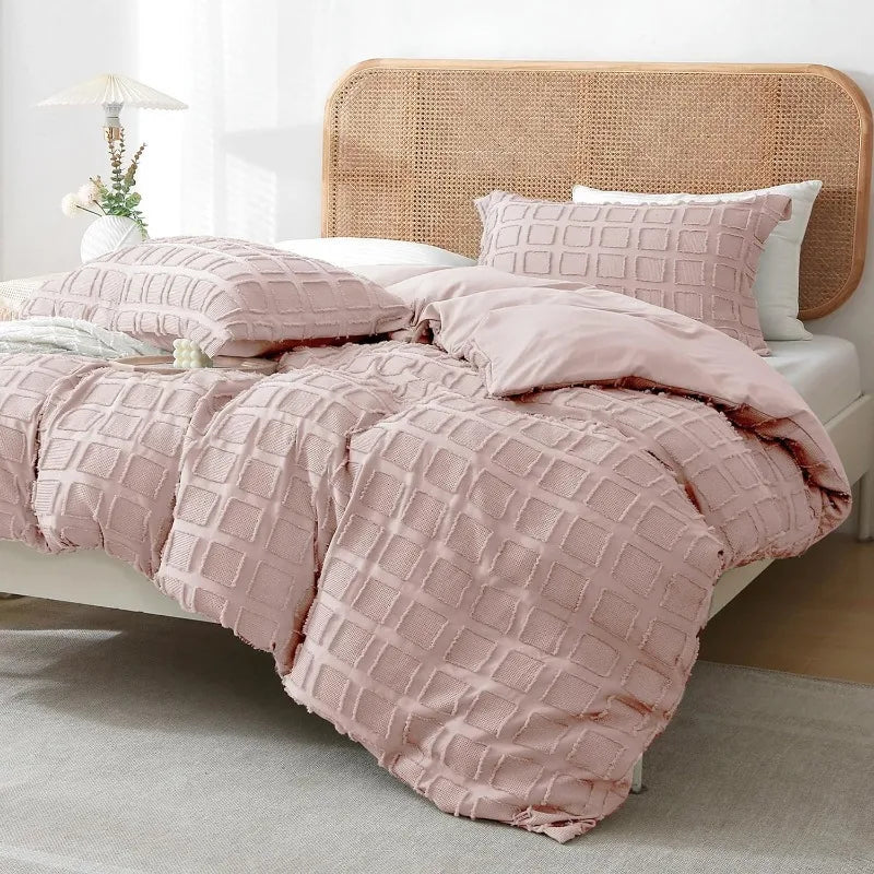 WaffleTufted Duvet Cover Washed Microfiber