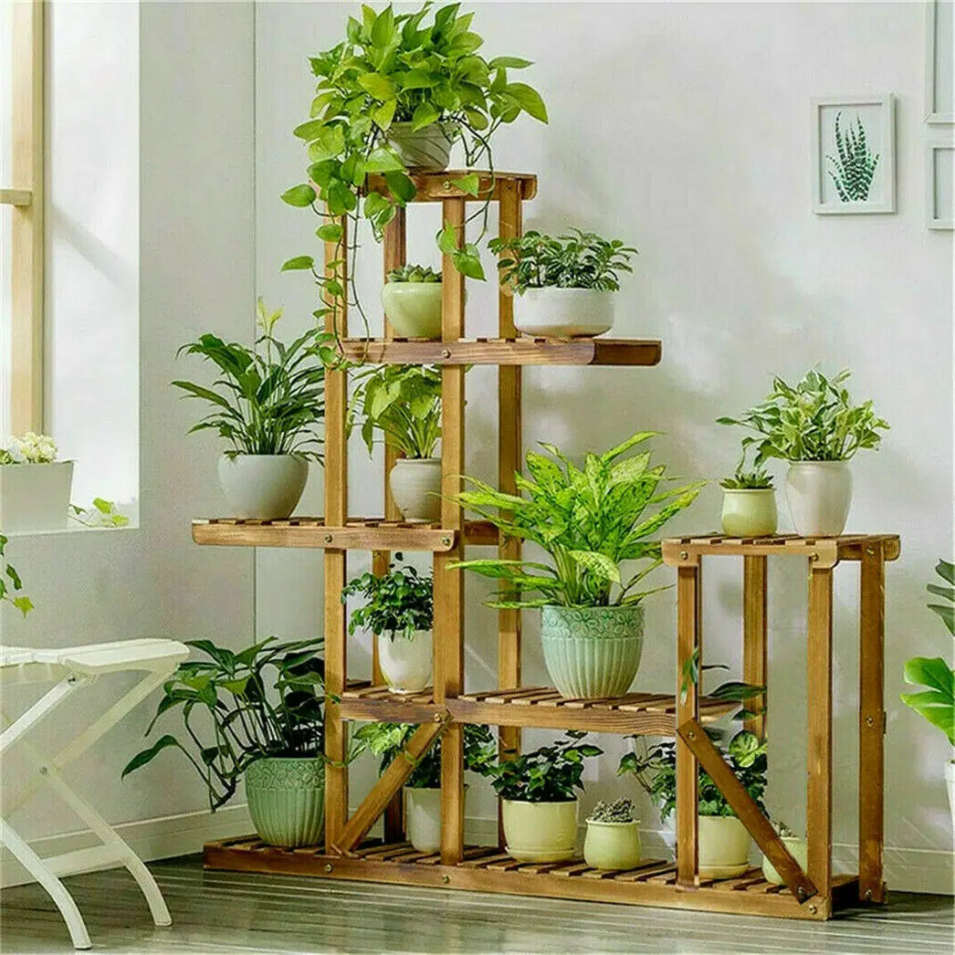 6 Tiered Wood Plant Flower Stand