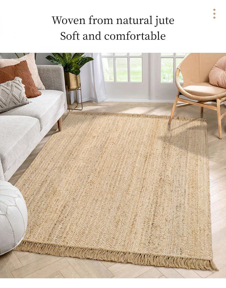 Natural Jute Hand Woven Rug Fashion