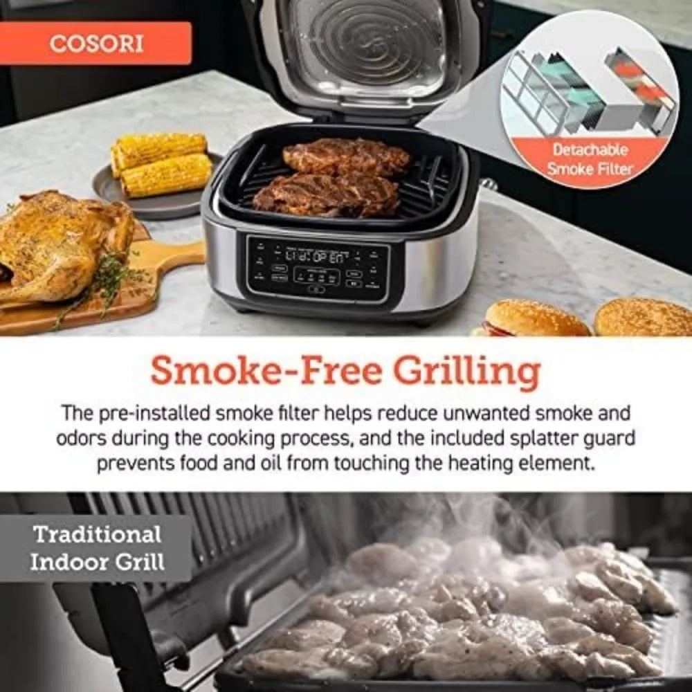 Electric Smokeless Indoor Grill/Airfryer Combo