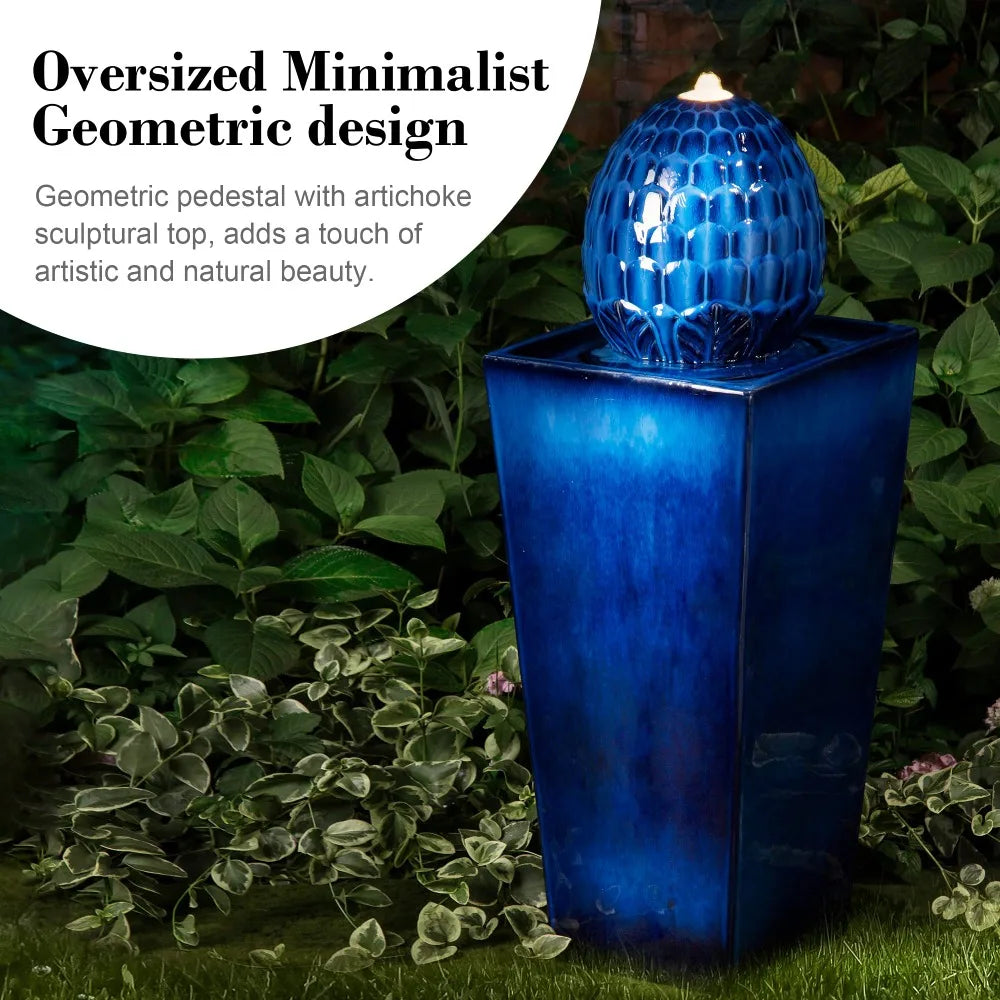 Ceramic Outdoor Water Fountain with LED Light