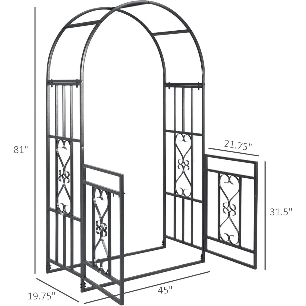 81" Metal Garden Arbor with Double Doors