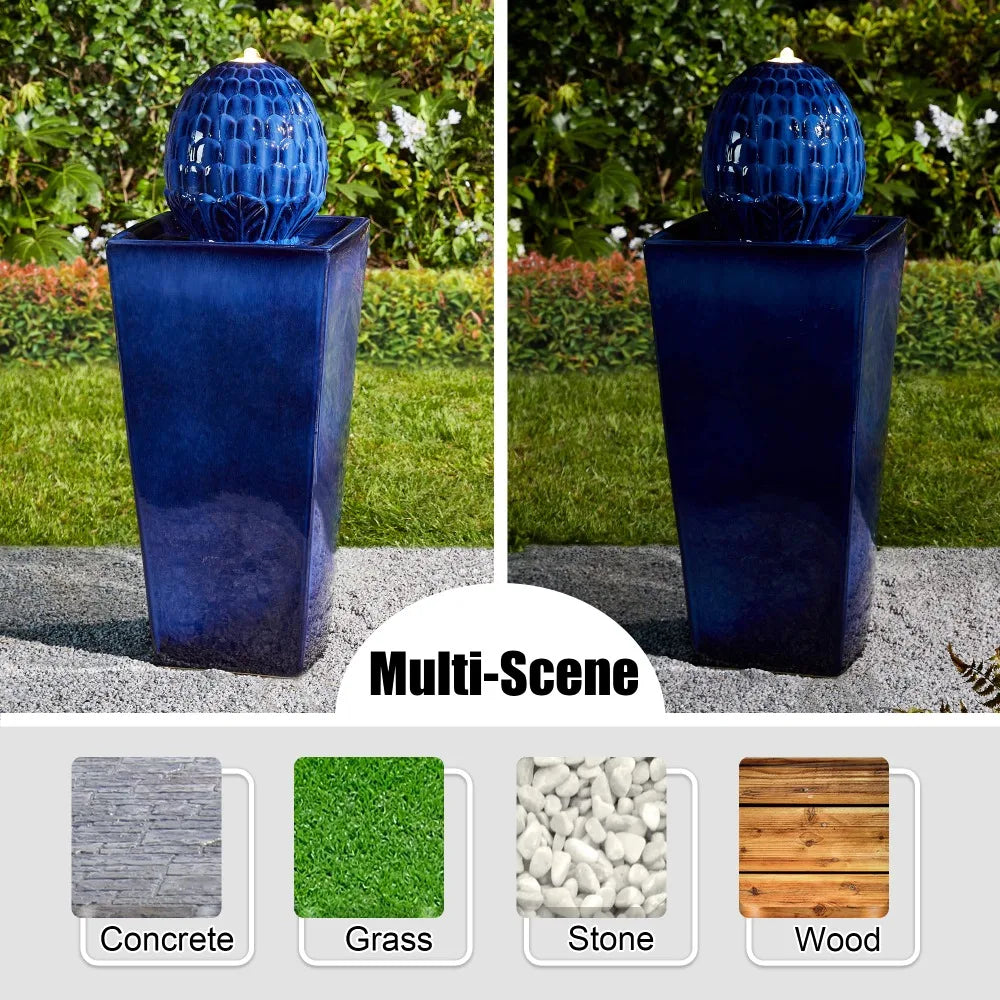 Ceramic Outdoor Water Fountain with LED Light