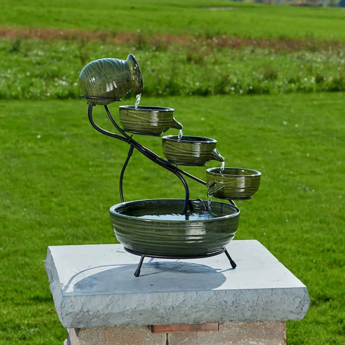 Ceramic Solar Cascade Fountain