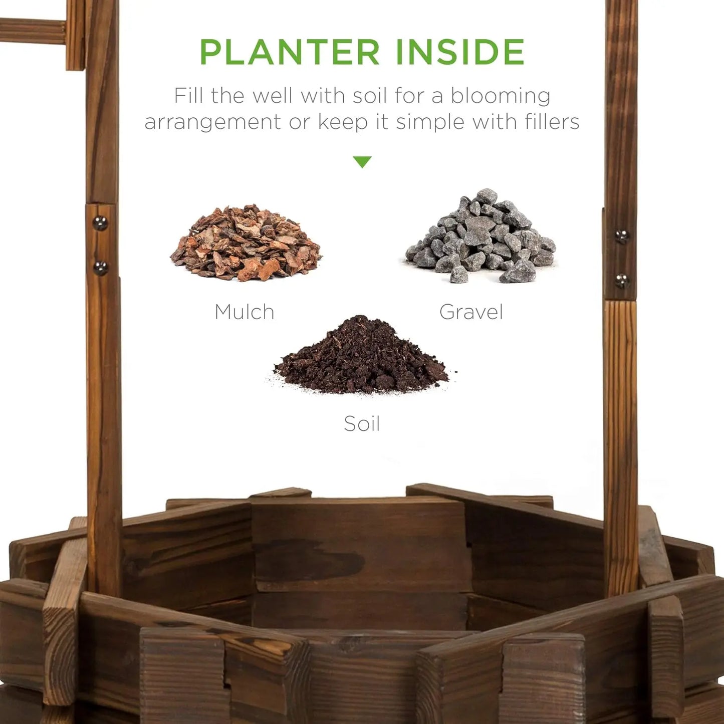 Rustic Wooden Wishing Well Planter