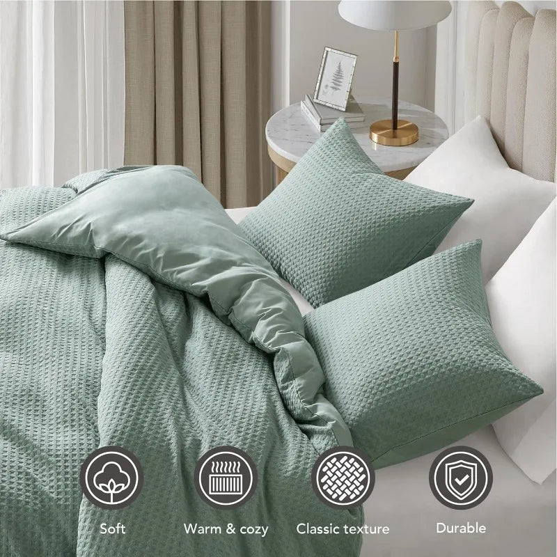 Duvet Cover Queen - Waffle Weave Textured