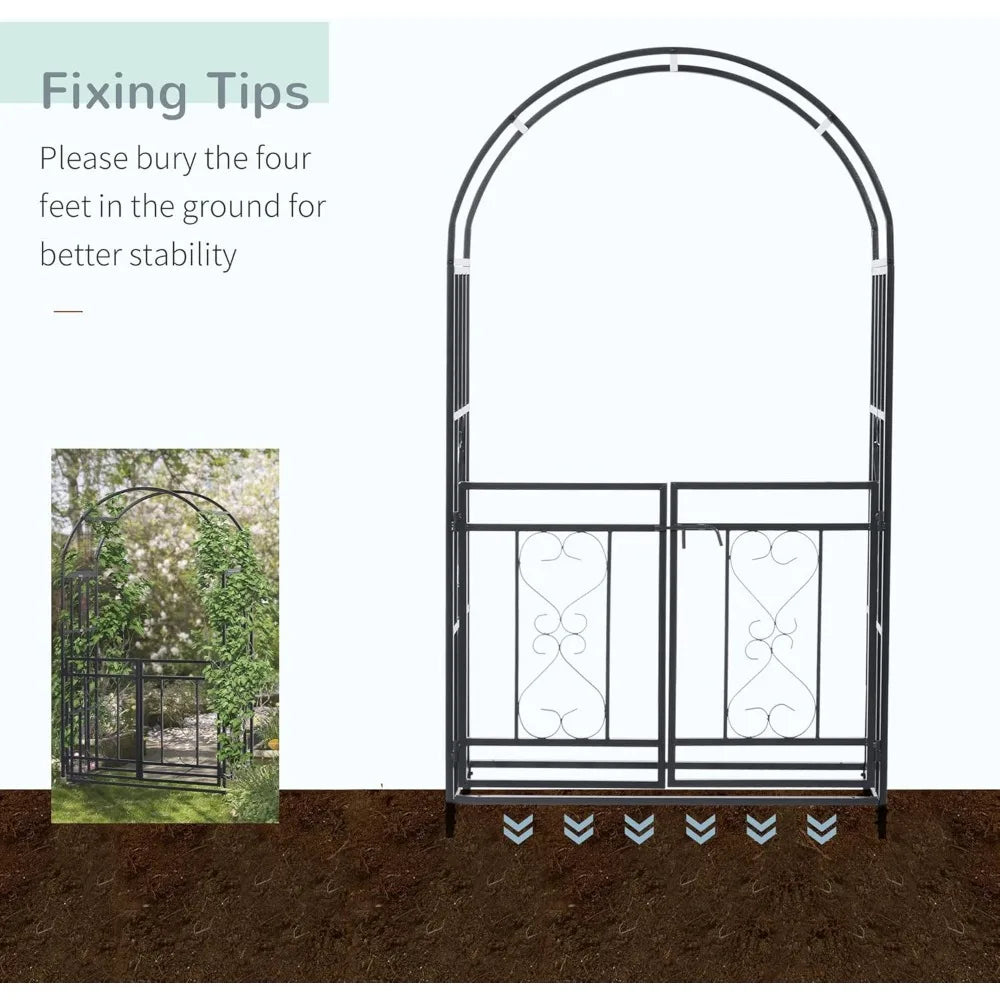 81" Metal Garden Arbor with Double Doors