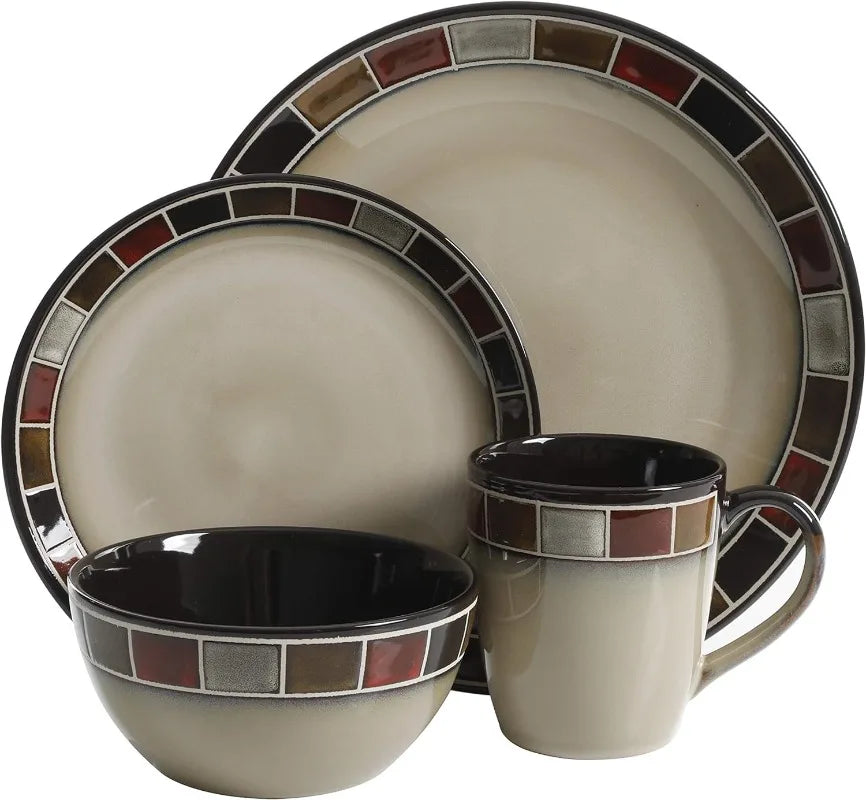 16 Piece Reactive Glaze Dinnerware Set