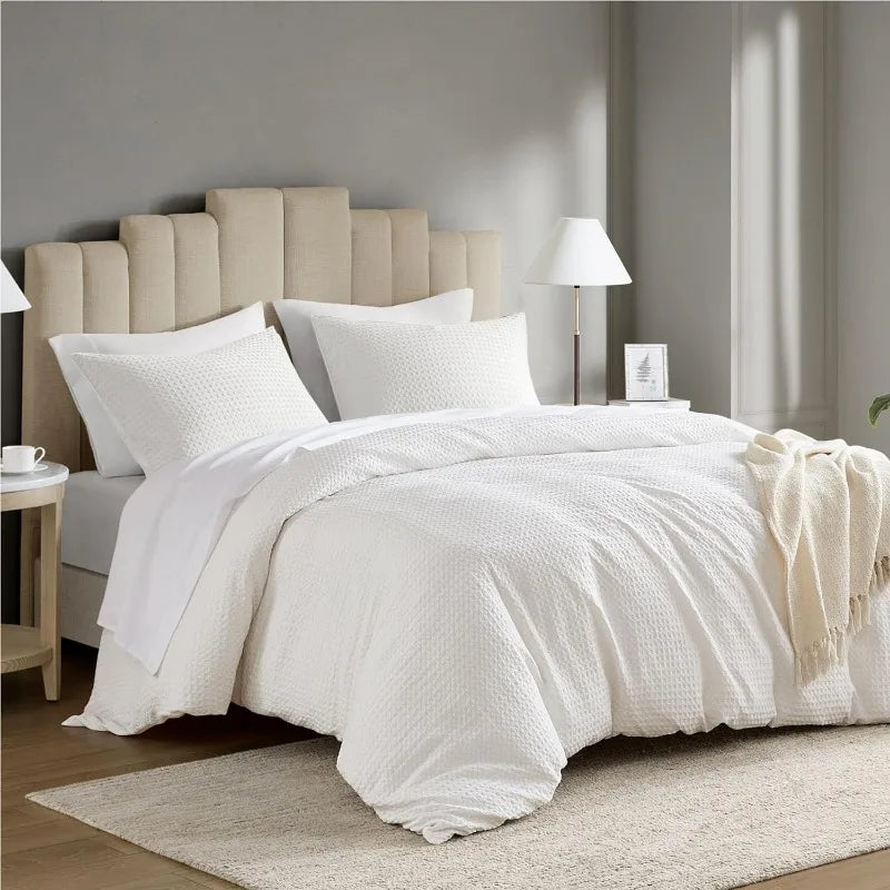 Duvet Cover Queen - Waffle Weave Textured