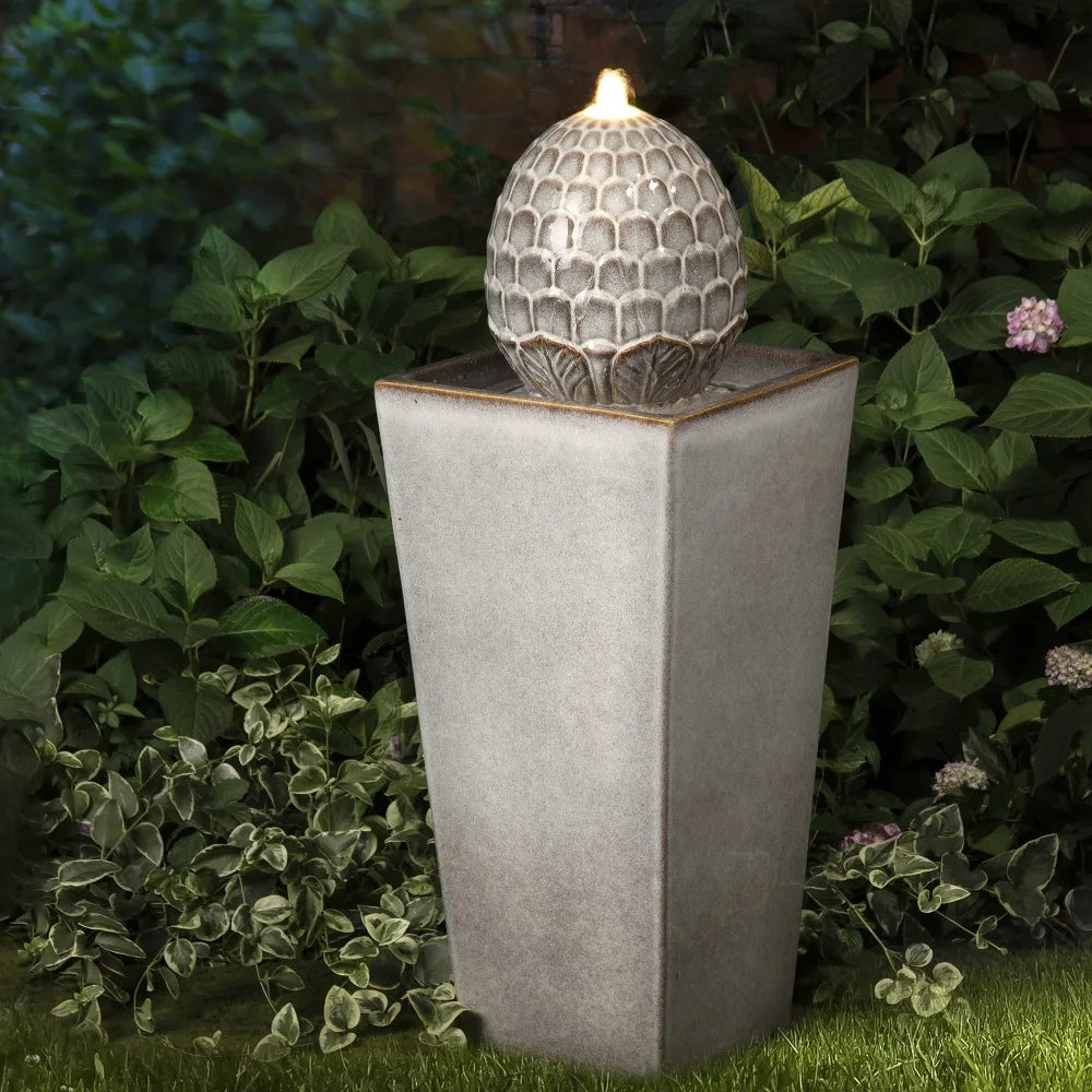 Ceramic Outdoor Water Fountain with LED Light