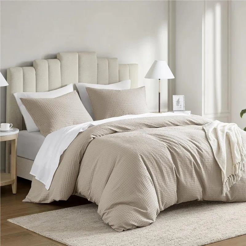 Duvet Cover Queen - Waffle Weave Textured