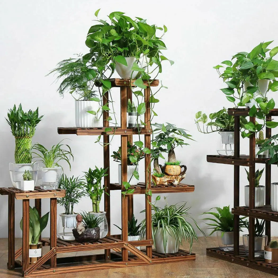 6 Tiered Wood Plant Flower Stand