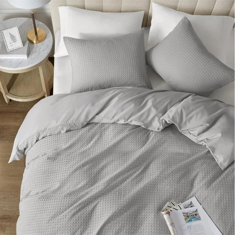 Duvet Cover Queen - Waffle Weave Textured