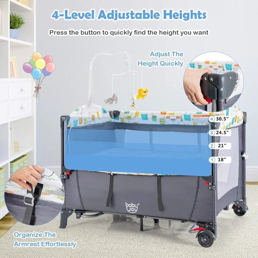 5-in-1 Pack and Play, Baby Bedside Sleeper