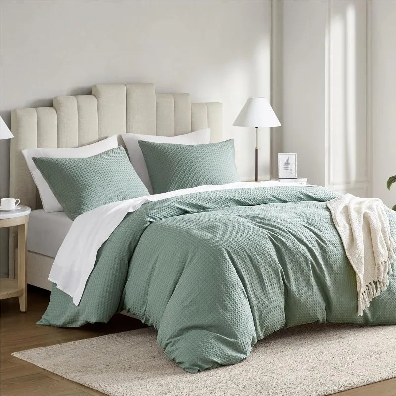 Duvet Cover Queen - Waffle Weave Textured