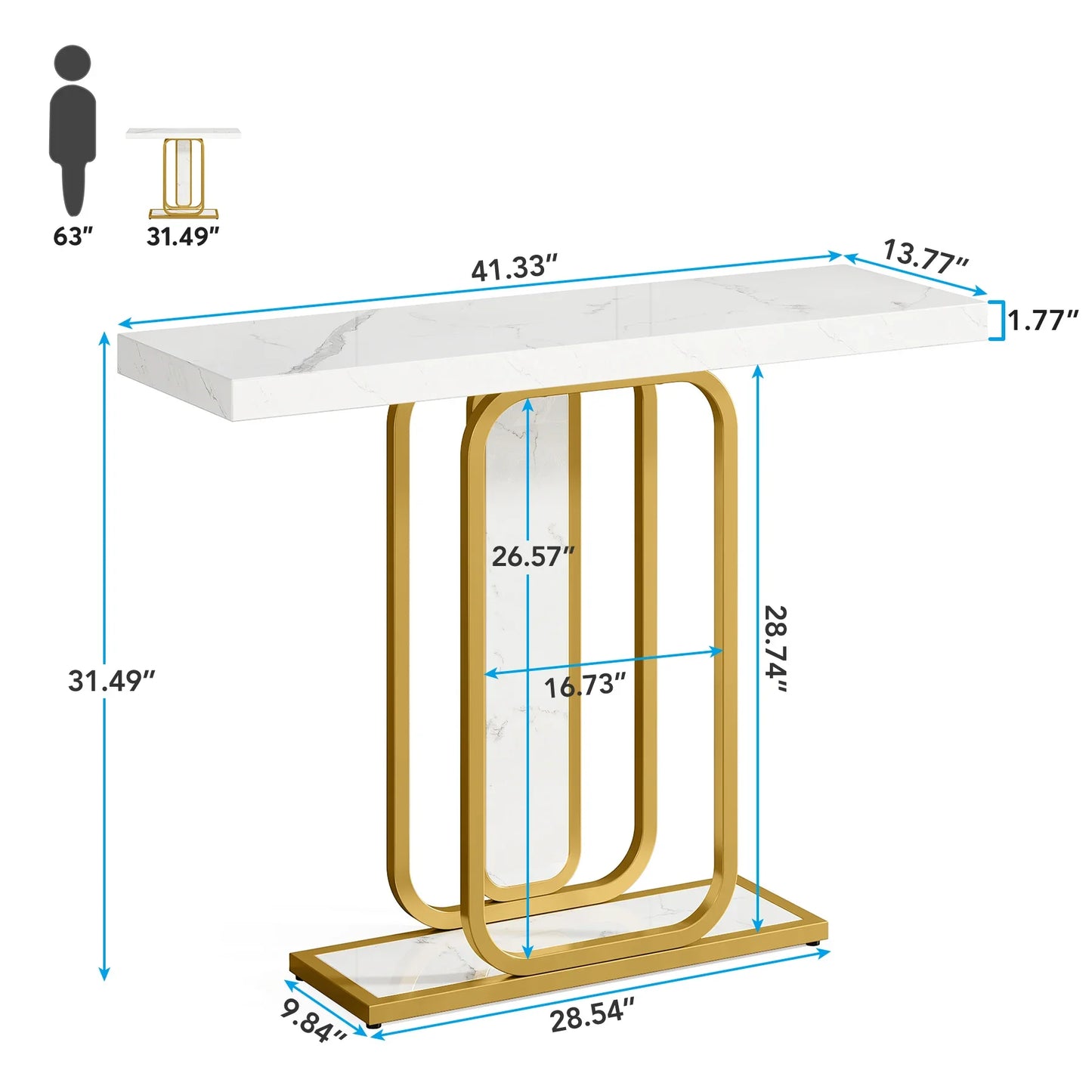 Gold White Console Table with LED Lights