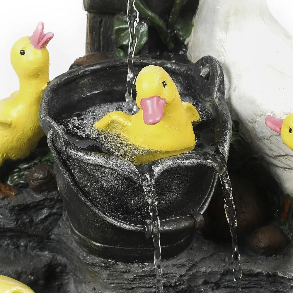 Resin Duck Family Bath Fountain