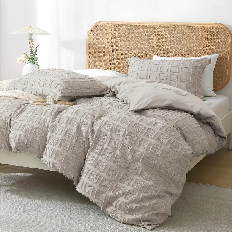 WaffleTufted Duvet Cover Washed Microfiber