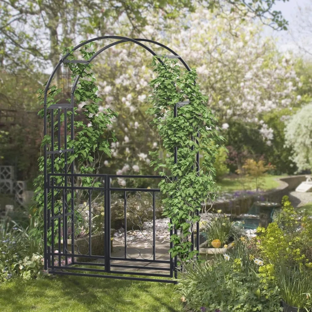 81" Metal Garden Arbor with Double Doors