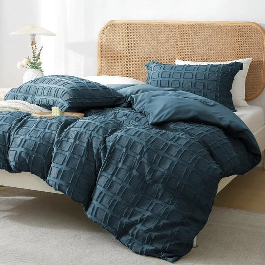 WaffleTufted Duvet Cover Washed Microfiber