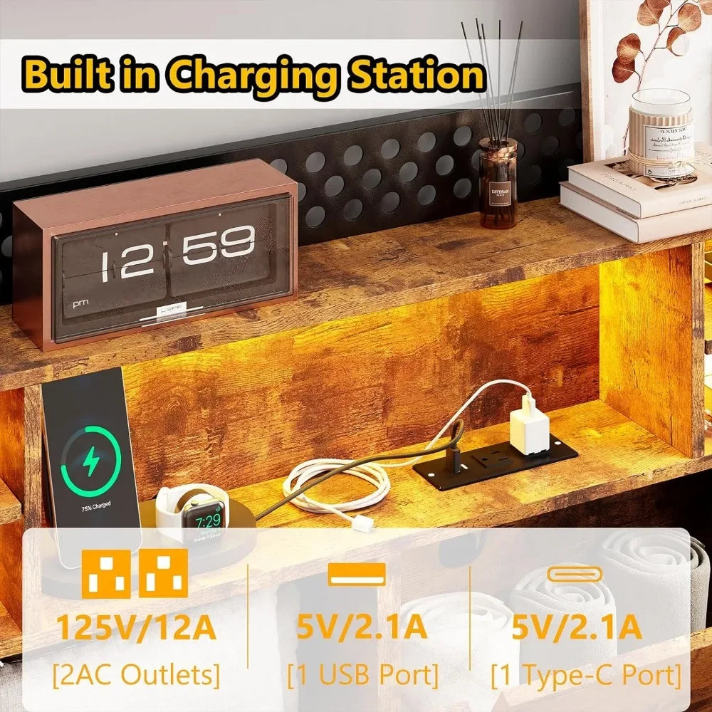 Bed Frame with Charging Station