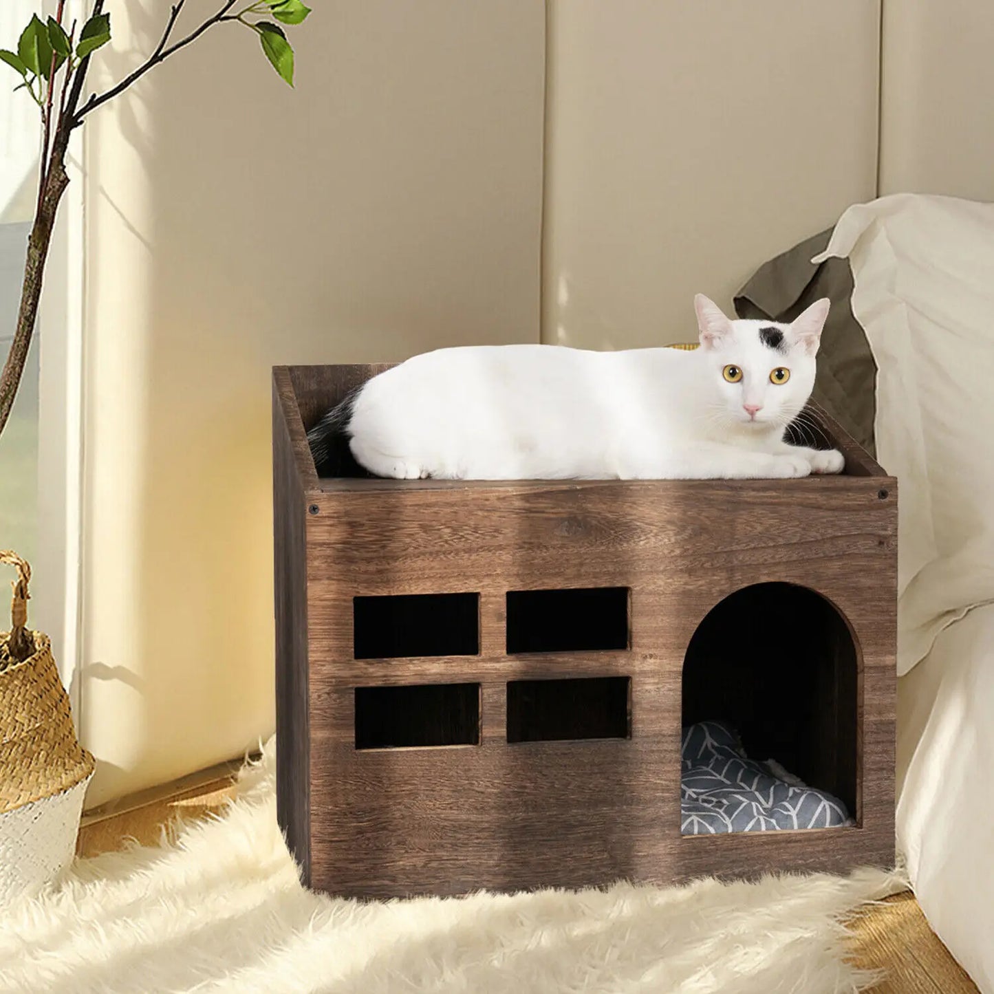 Solid Wooden Cat  Litter Box