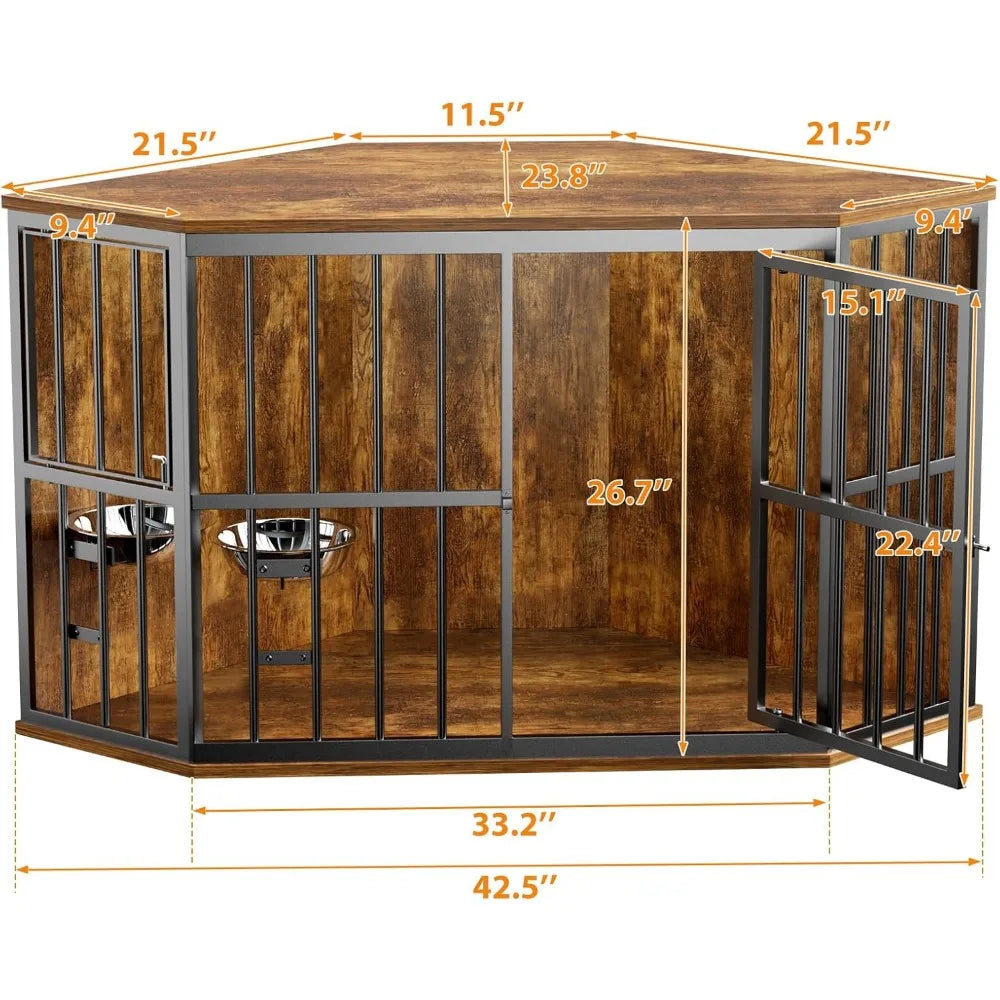 Dog Cage CornerTable with Bowl