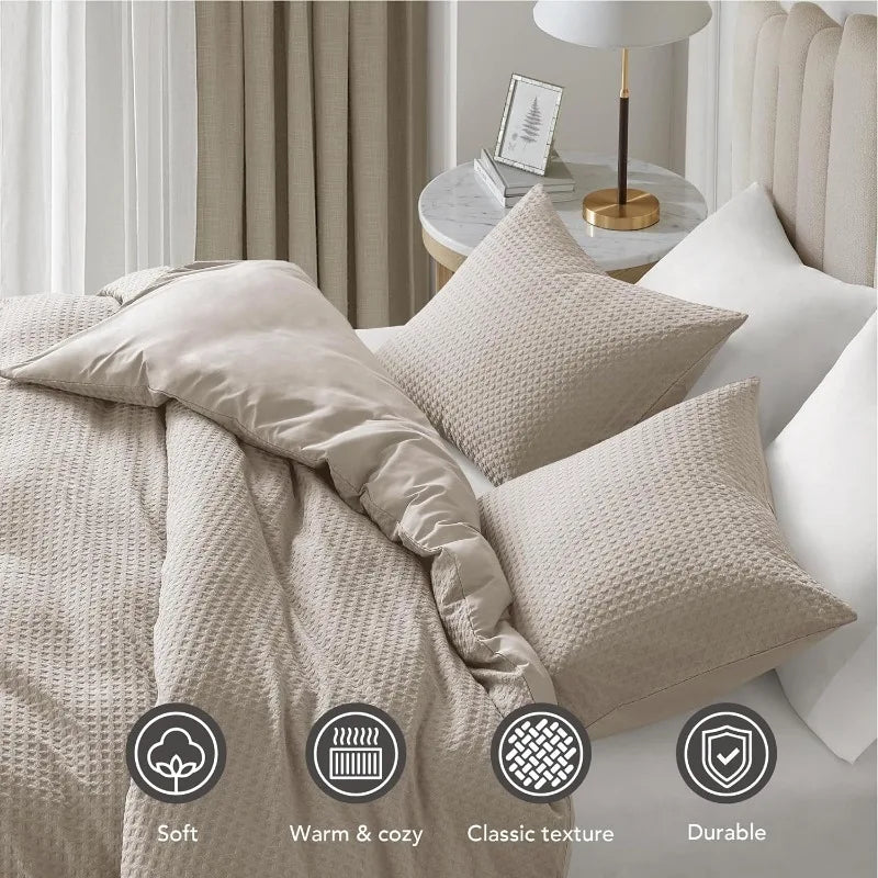 Duvet Cover Queen - Waffle Weave Textured