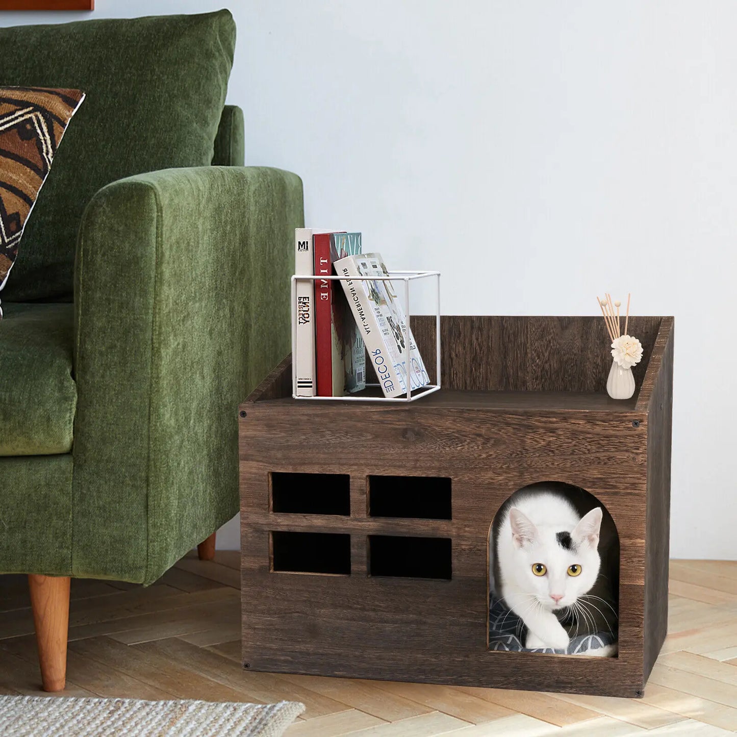 Solid Wooden Cat  Litter Box