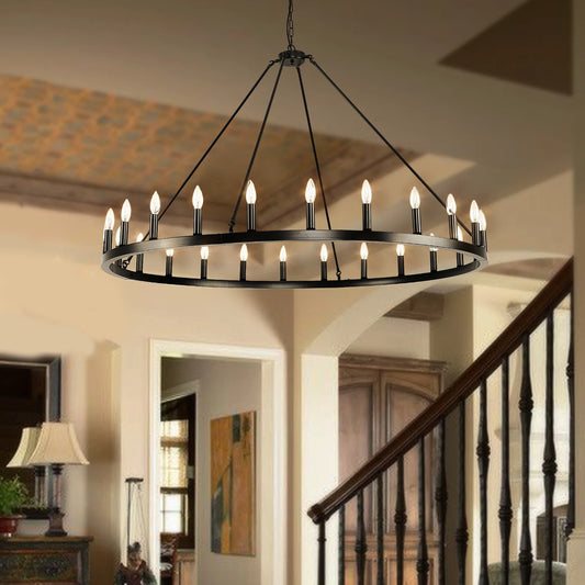 24-Light Wagon Wheel Chandelier