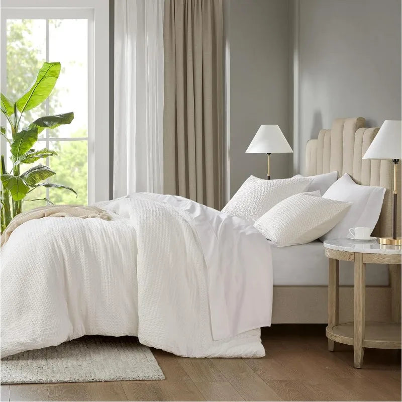 Duvet Cover Queen - Waffle Weave Textured