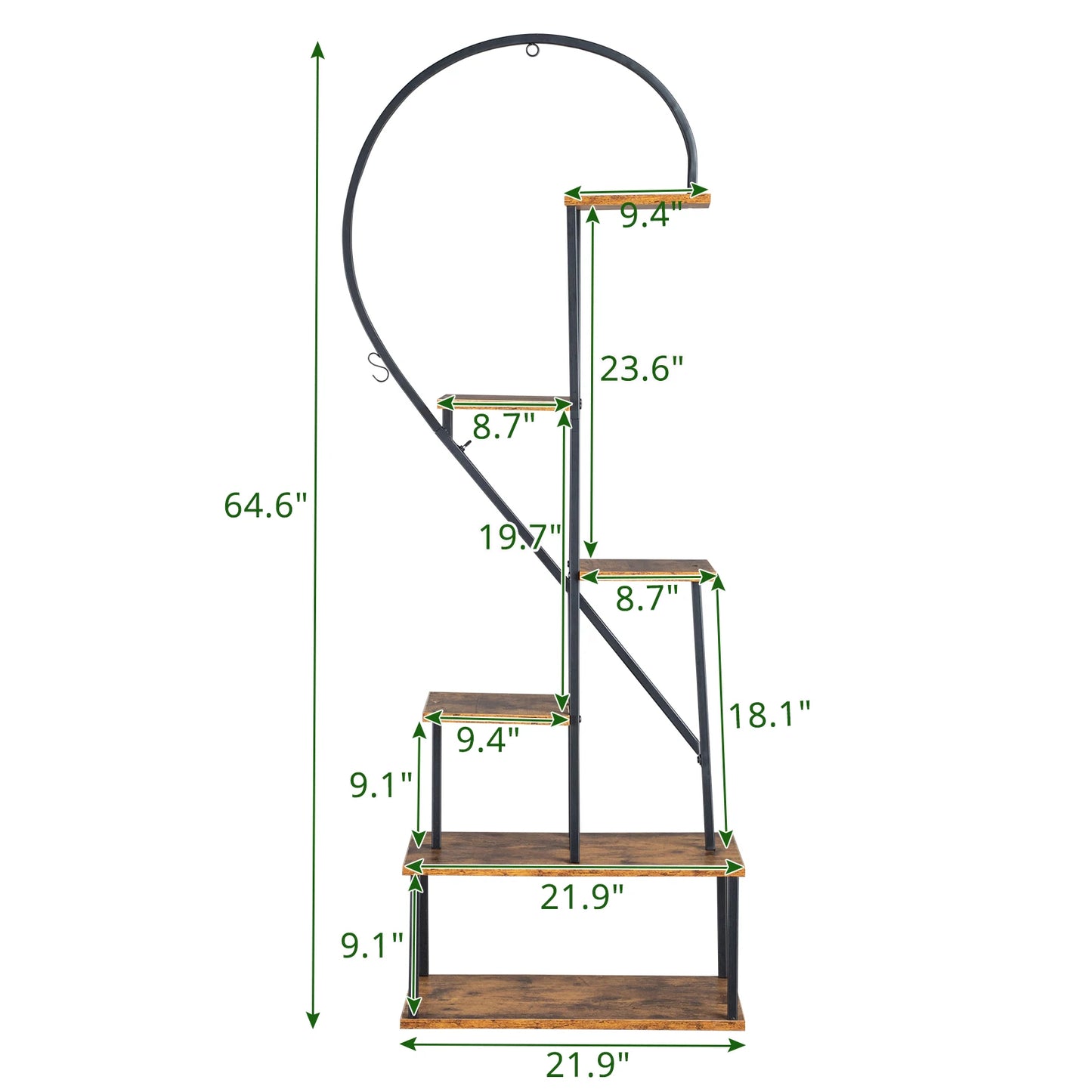 Half Heart Iron Wood Plant Stand