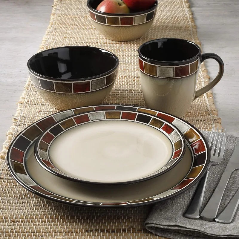 16 Piece Reactive Glaze Dinnerware Set