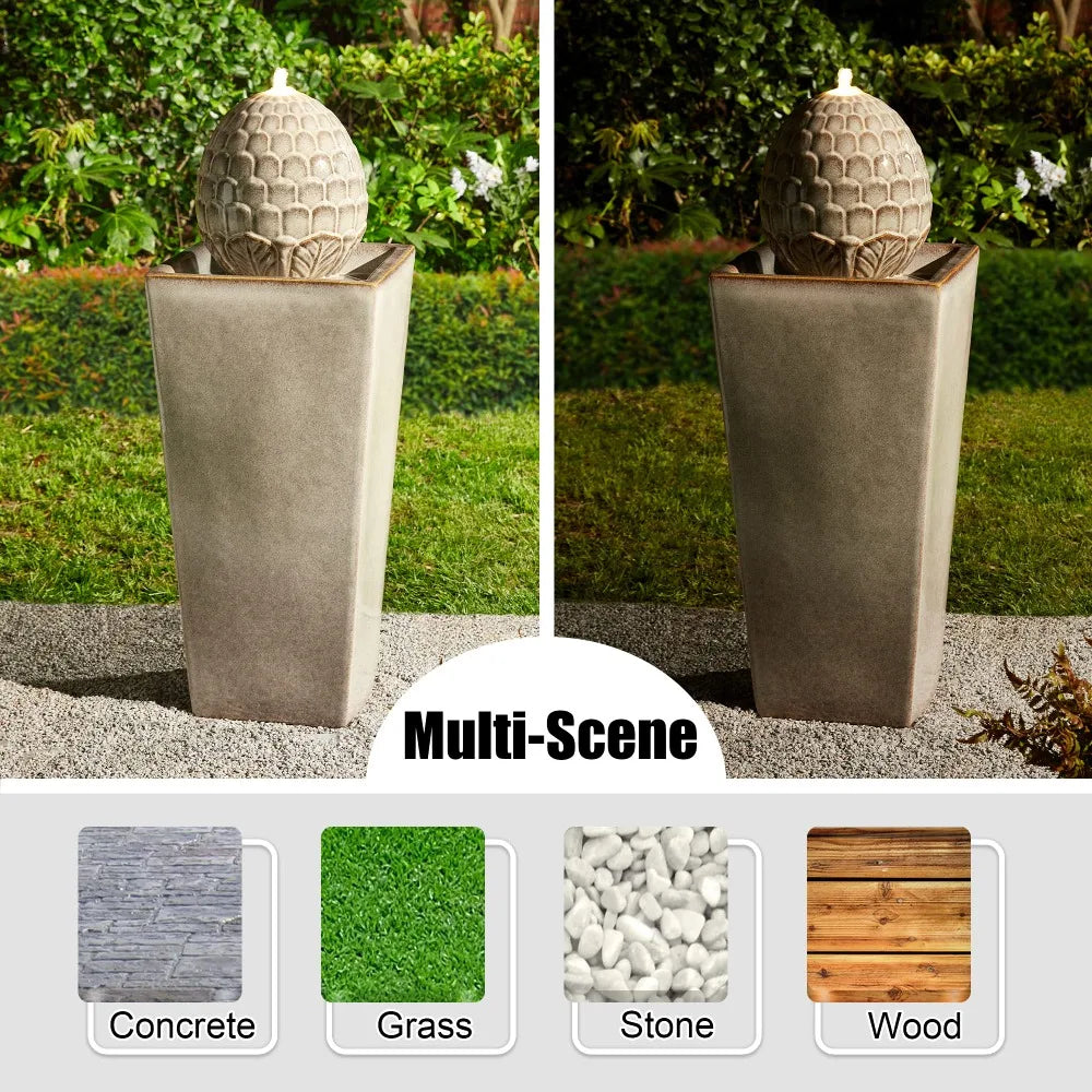 Ceramic Outdoor Water Fountain with LED Light