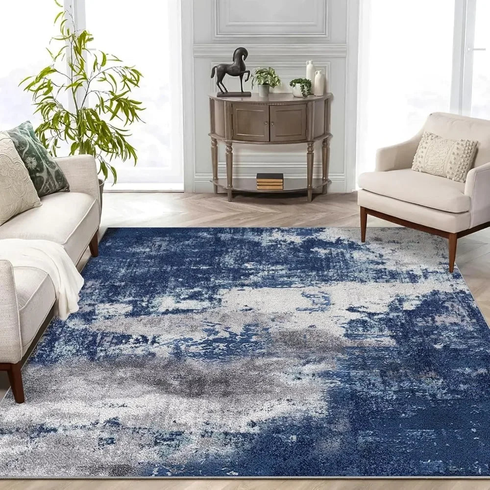 Blue Area Washable Rug  5x8