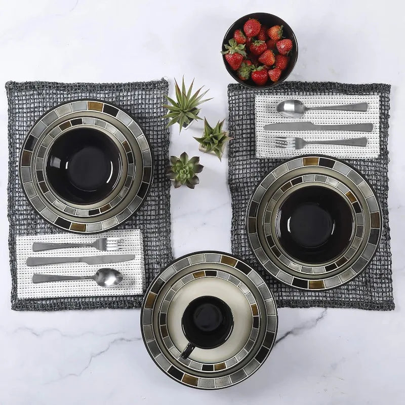 16 Piece Reactive Glaze Dinnerware Set