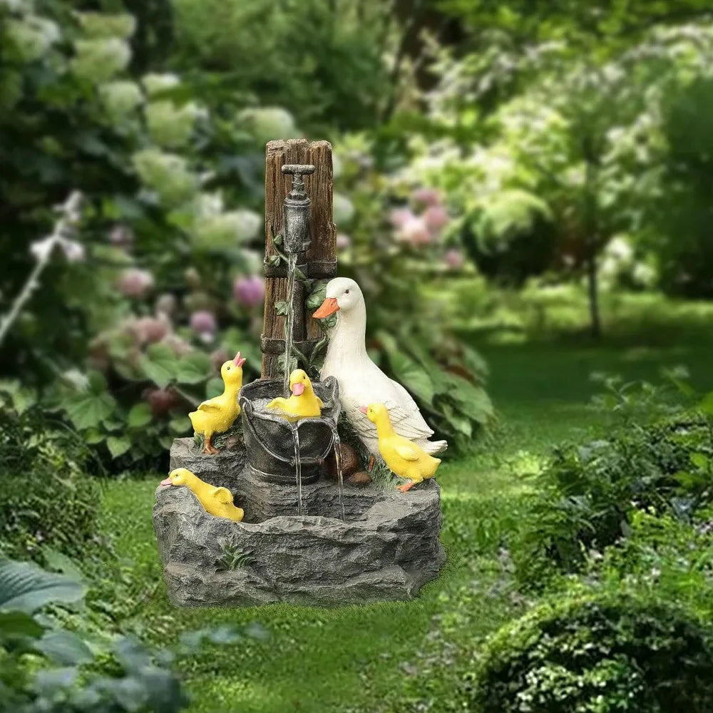 Resin Duck Family Bath Fountain