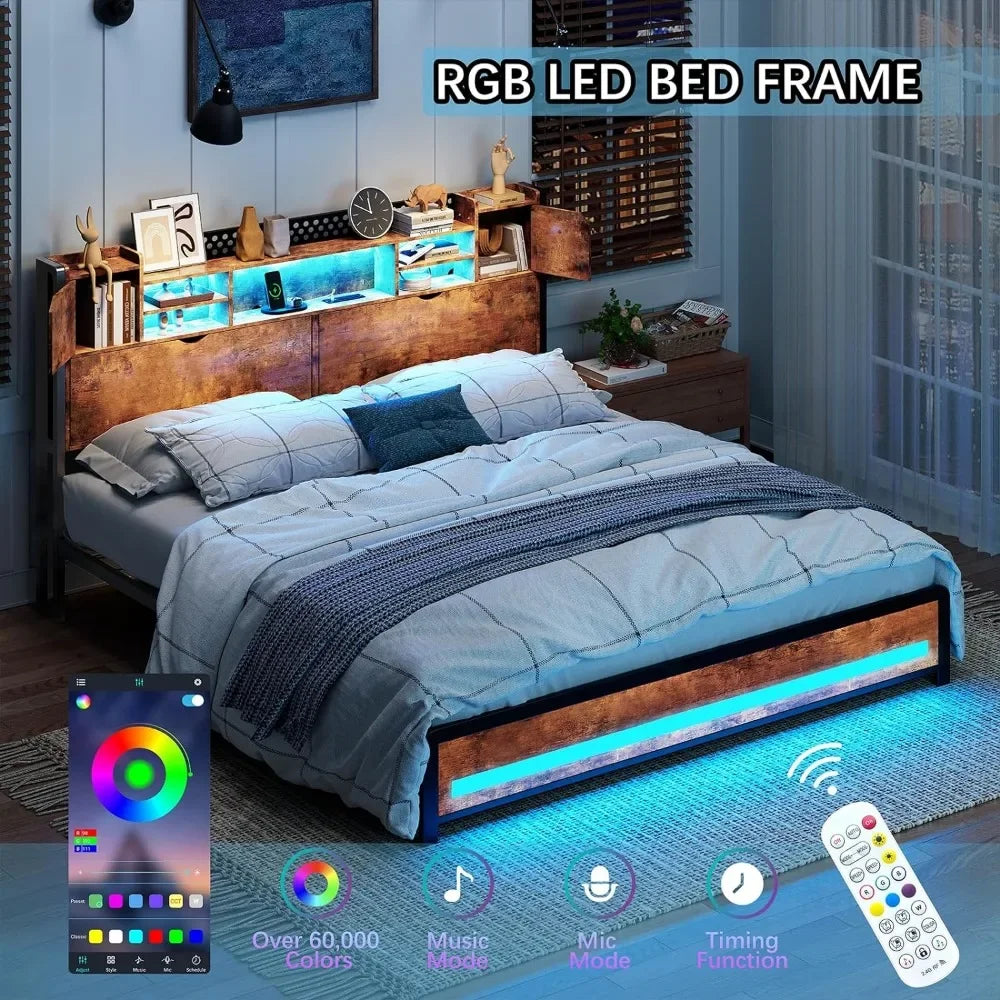 Bed Frame with Charging Station