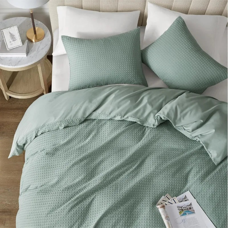 Duvet Cover Queen - Waffle Weave Textured